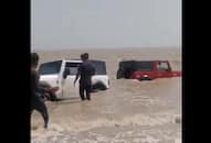 WATCH: Mahindra Thar SUVs Stuck in Sea During Instagram Reels Stunt Attempt NTI