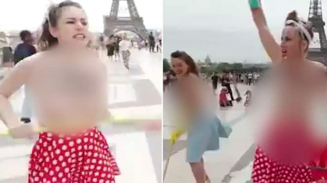 Eiffel tower protest: Topless women challenge authoritarianism with anti-fascist slogans (WATCH) AJR