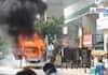 newly launced cng government bus fire burned at chennai vel