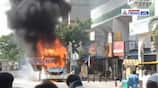 newly launced cng government bus fire burned at chennai vel