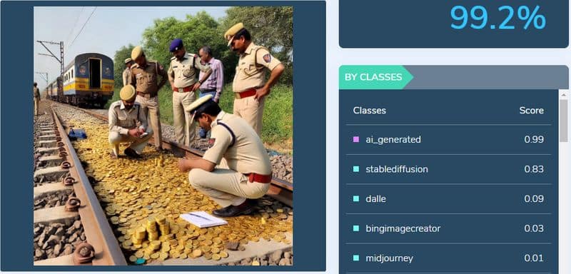 Fact Check Photo of authorities found Gold coins on railway track is fake 