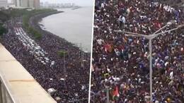 Sea of people throng Mumbai's Marine Drive, Wankhede Stadium to honour T20 WC champions; WATCH viral videos snt