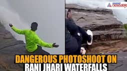 Tourist frenzy in Chikkamagaluru Rani Jhari Risky photoshoot on waterfall edges sparks concerns WATCH vkp