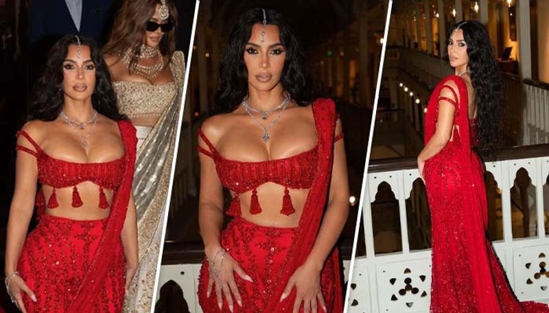 SEXY photos: Kim Kardashian dons red attire at the lavish Ambani wedding in Mumbai [PICTURES]