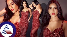 actress nabha natesh looks Oh so hot In red transparent gown dress see her pics gvd
