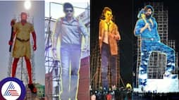 world tallest and largest Cutout south Indian film stars Yash Surya Vijay and NTR sat