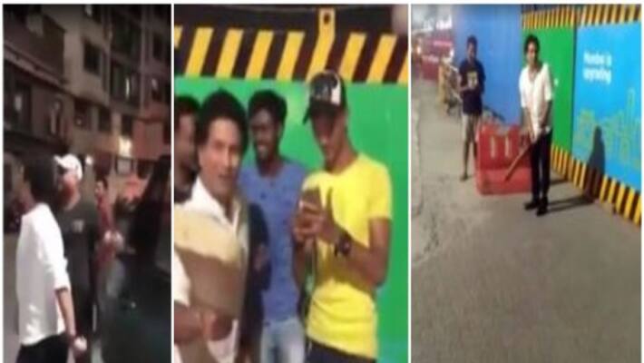 sachin play criket in street sachin play criket in street