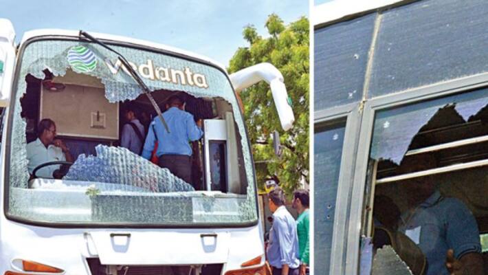sterlite workers vehicles attacked by sterlite against protesters Three injured including a girl sterlite workers vehicles attacked by sterlite against protesters Three injured including a girl
