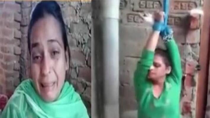 Woman tied beaten up by husband for unable to give dowry Woman tied beaten up by husband for unable to give dowry