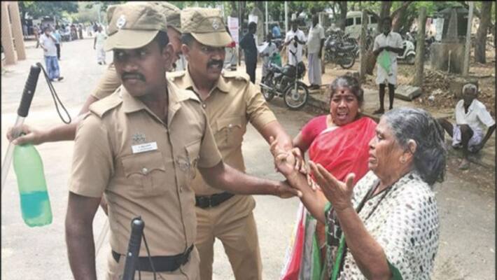 A 70 years old lady tried to burn herself alive in collector office A 70 years old lady tried to burn herself alive in collector office