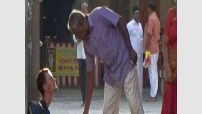 Police instructed the Russian youth to begging in the temple gate in Kancheepuram. Police instructed the Russian youth to begging in the temple gate in Kancheepuram.