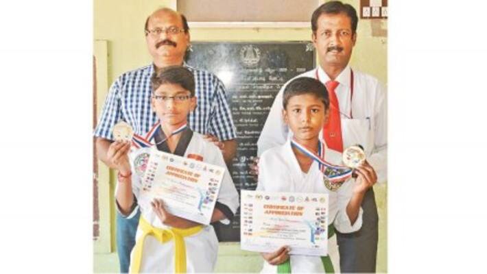 Madurai lion won gold and silver medals in international taekwondo Madurai lion won gold and silver medals in international taekwondo