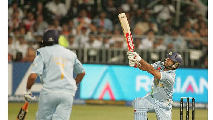 T20I World Cup 2021, Yuvraj Singh re-enacts his famous 6 sixes in an over, Video goes Viral ALB T20I World Cup 2021, Yuvraj Singh re-enacts his famous 6 sixes in an over, Video goes Viral ALB
