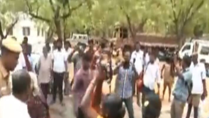 5 women suicide attempt in front of minister in madurai collector office 5 women suicide attempt in front of minister in madurai collector office