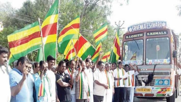 kongunadu Party captive Karnataka lorry Road block protest kongunadu Party captive Karnataka lorry Road block protest