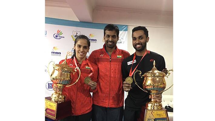 Saina Nehwal HS Prannoy win national titles Saina Nehwal HS Prannoy win national titles