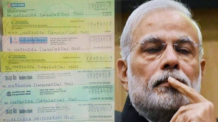 Modi get 68 paisa draft for birthday gift Modi get 68 paisa draft for birthday gift