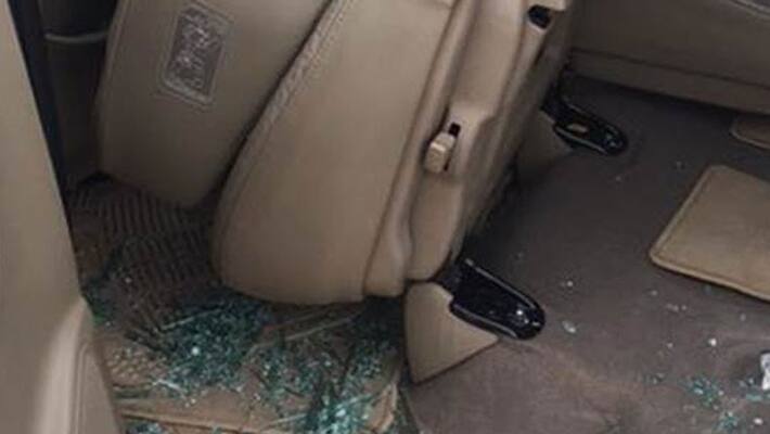 Tdp leader Devender Reddy Car vandalised in Chittoor district lns Tdp leader Devender Reddy Car vandalised in Chittoor district lns