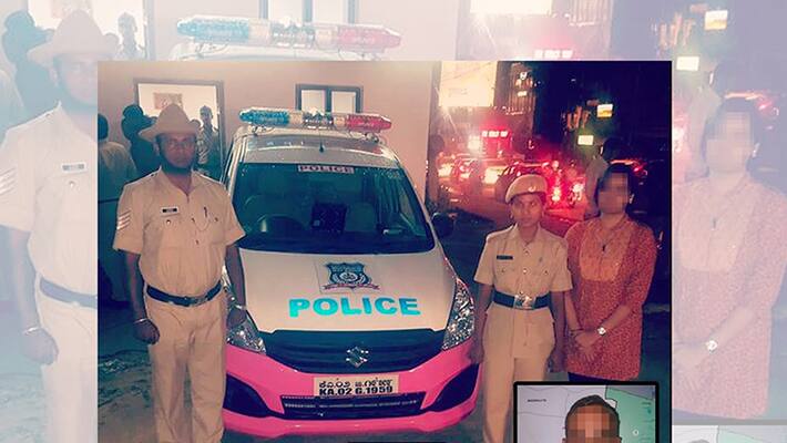 pink hoysala team arrest a man for groping a lady who had given complaint using police app pink hoysala team arrest a man for groping a lady who had given complaint using police app