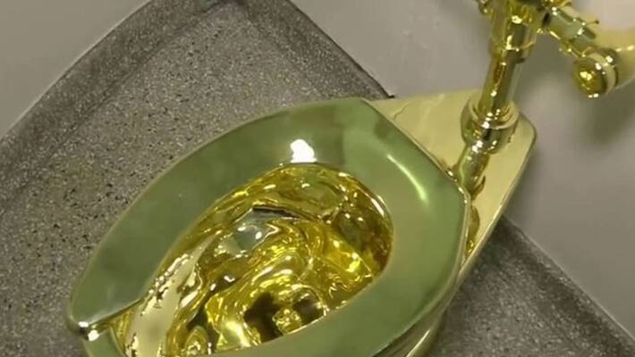 Solid gold toilet to serve the public at Guggenehim Solid gold toilet to serve the public at Guggenehim