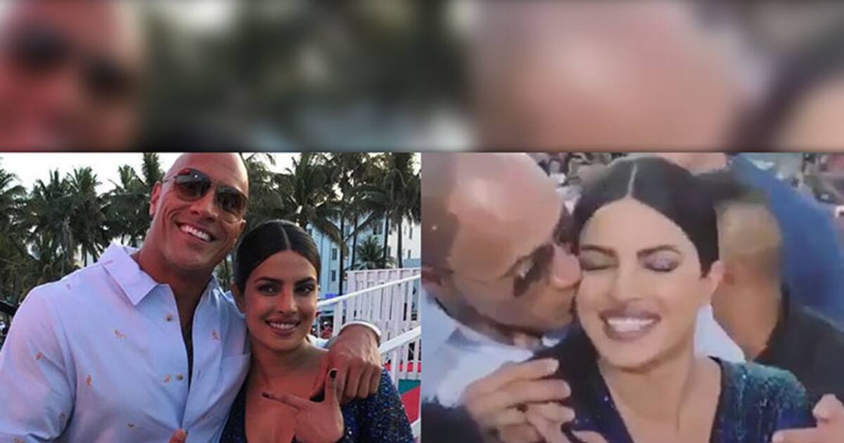 Video: Priyanka Chopra Gets A Cute Kiss From Dwayne Johnson